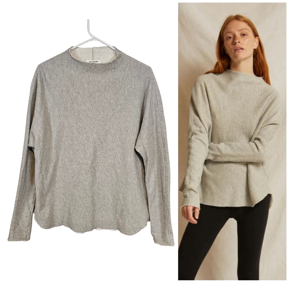 perfectwhitetee Morrison Mock Neck Raw Hem Sweatshirt Minimalist
